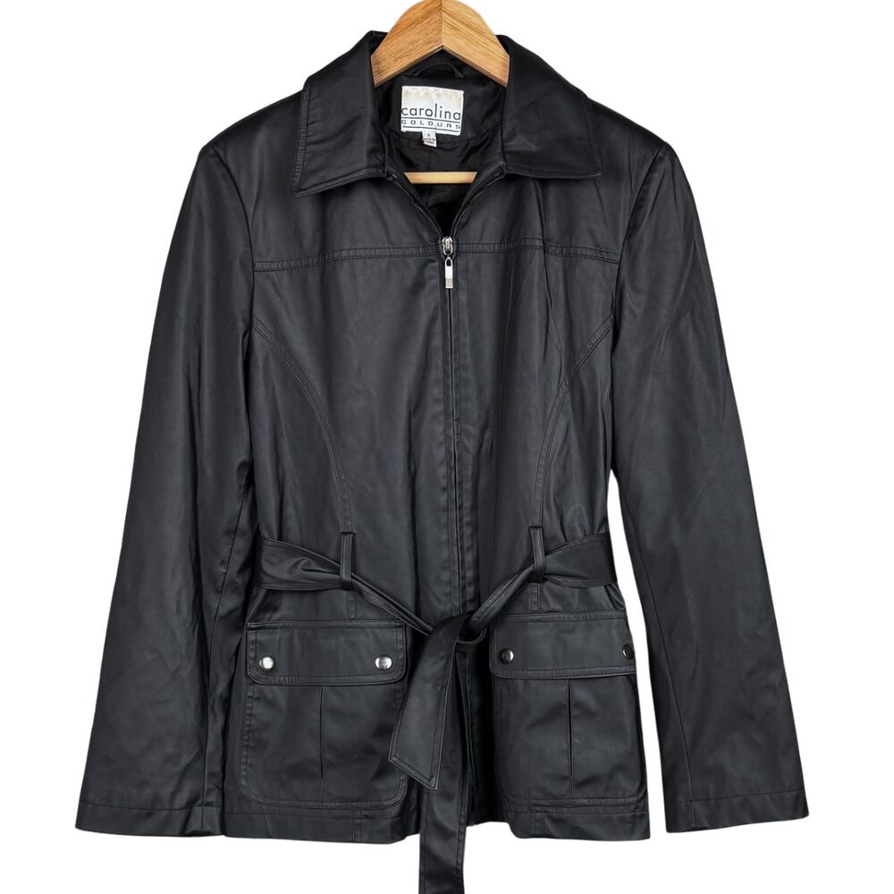 Carolina Colours Womens Jacket Water Resistant Lined Belted Pockets Small Goth
